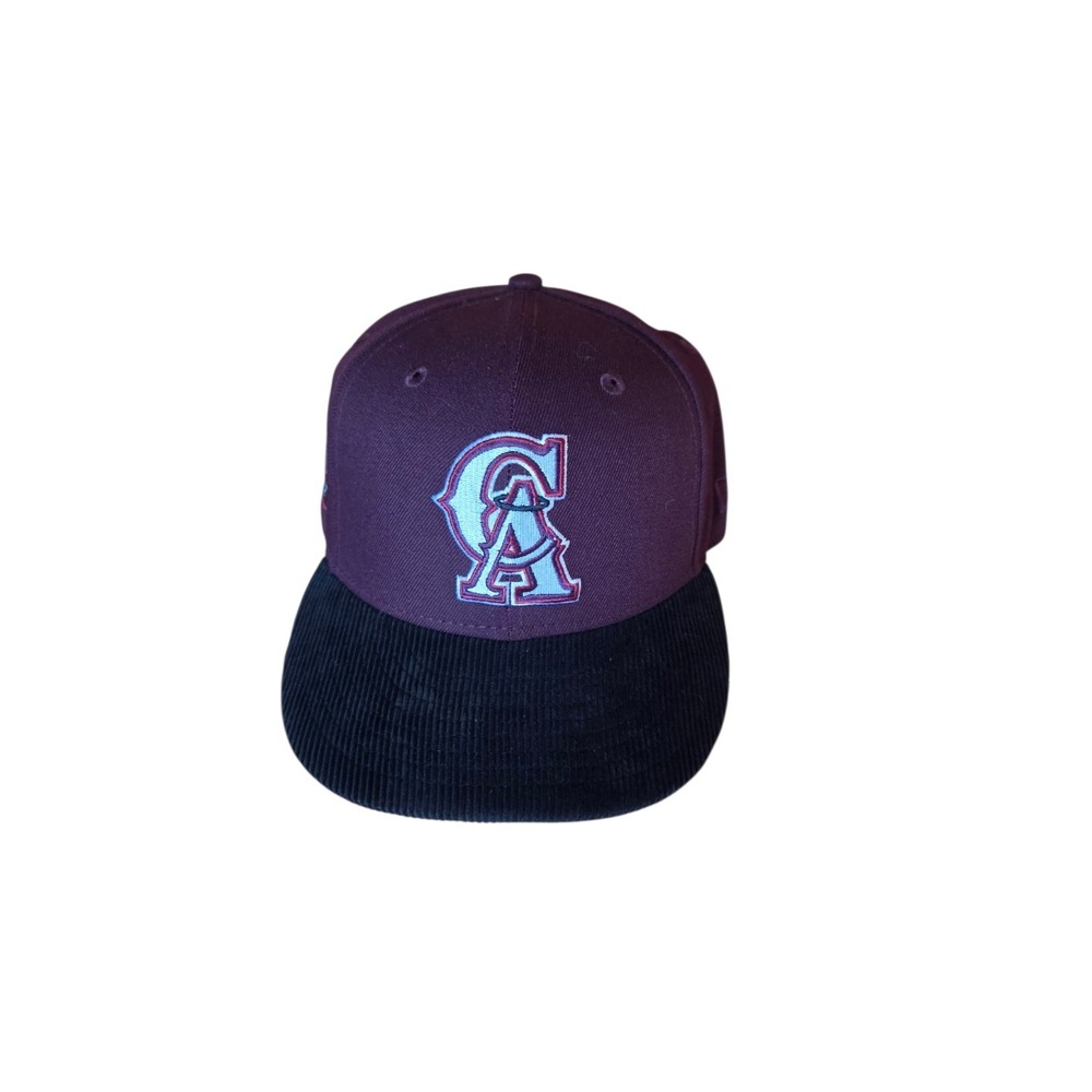 VTG California Angels Hat new era Burgandy Brown Corduroy 35th Anniversary 7 1/4